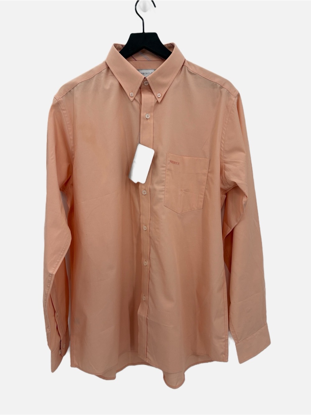 Pringle Liam Button Down Shirt L Peach Pure Cotton Long Sleeve NWT Button Collar